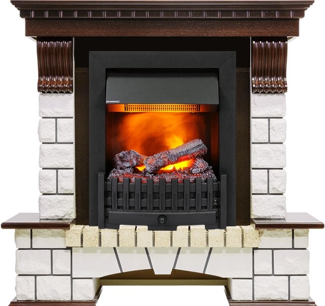 Каминокомплект Dimplex Pierre Luxe угловой - Темный дуб / Белый с очагом Danville Black FB2