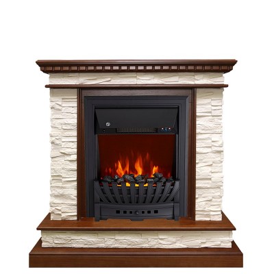 Каминокомплект Royal Flame Calgary - Дуб / Сланец белый с очагом Aspen Black