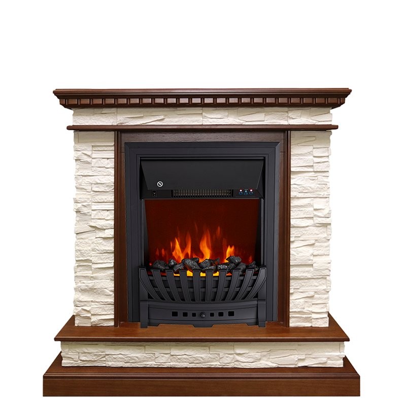Каминокомплект Royal Flame Calgary - Дуб / Сланец белый с очагом Aspen Black