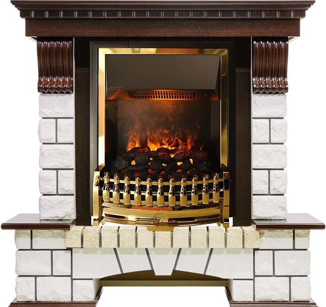 Каминокомплект Dimplex Pierre Luxe угловой - Темный дуб / Белый с очагом Atherton