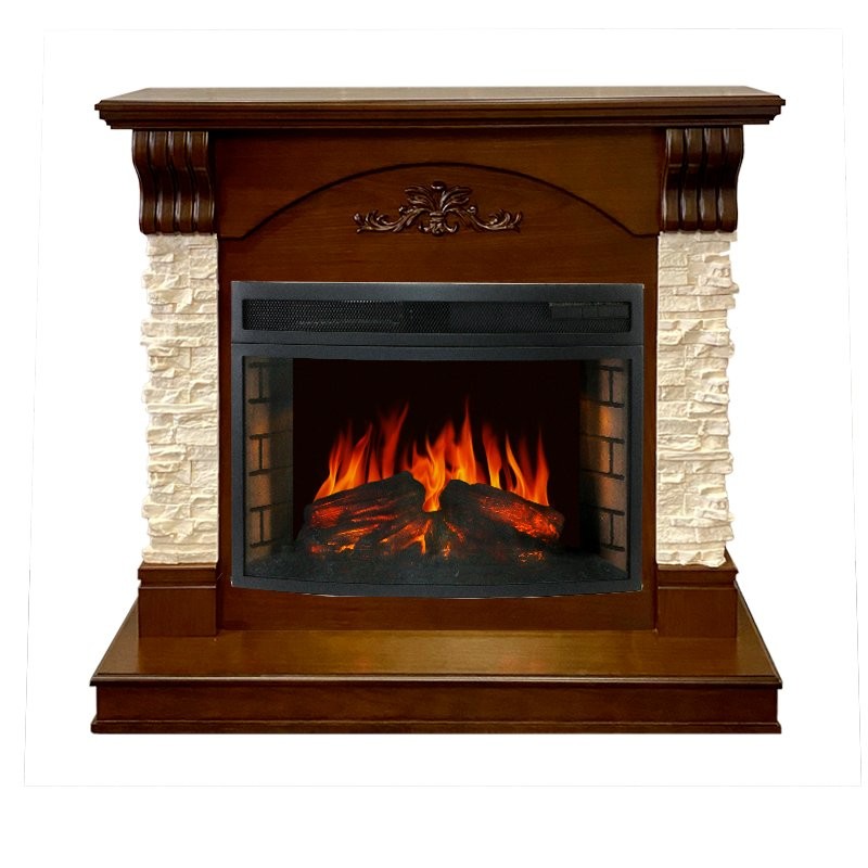 Каминокомплект Royal Flame Prague - Темный дуб/Сланец бежевый с очагом Dioramic 25 LED FX