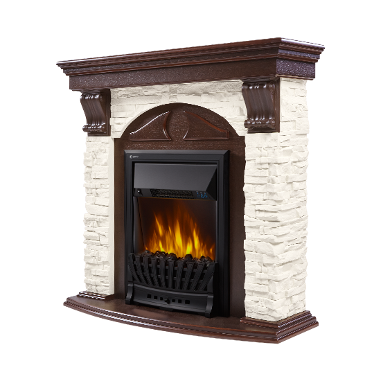 Портал Firelight Torre Classic камень белый, темный дуб