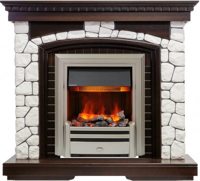 Каминокомплект Dimplex Glasgow - Темный дуб / Белый с очагом Chesford