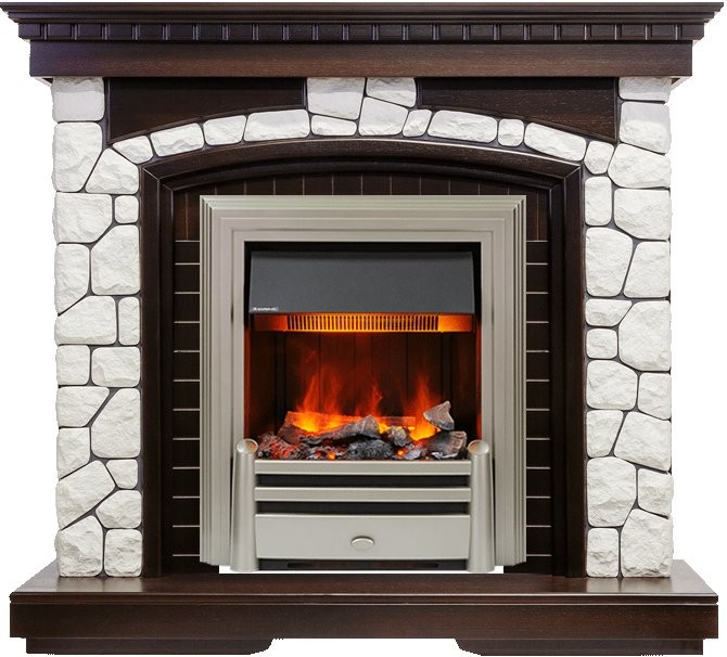 Каминокомплект Dimplex Glasgow - Темный дуб / Белый с очагом Chesford