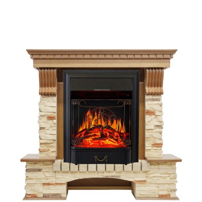 Каминокомплект Royal Flame Pierre Luxe - Дуб / Сланец с очагом Majestic FX Black