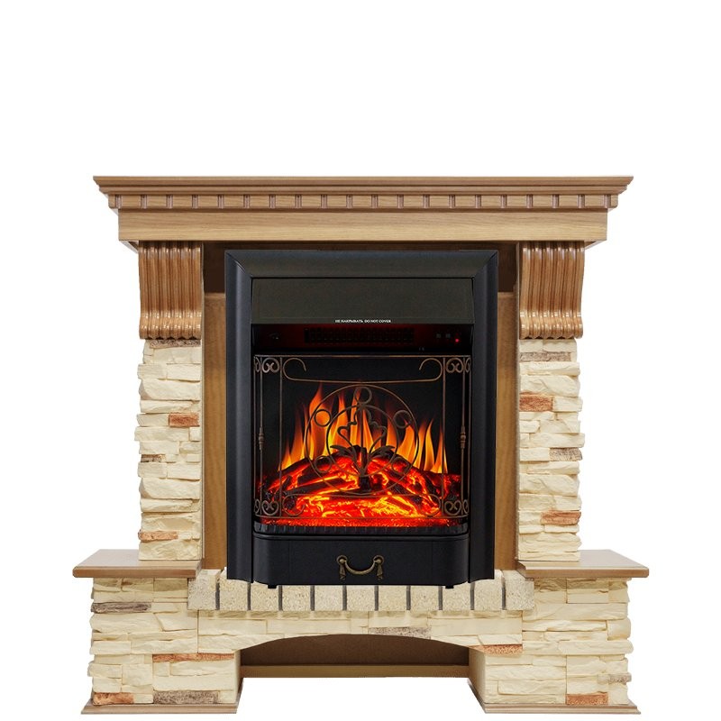 Каминокомплект Royal Flame Pierre Luxe - Дуб / Сланец с очагом Majestic FX Black