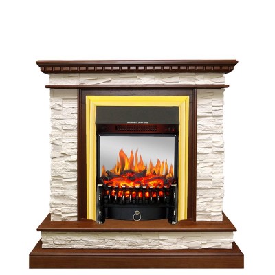 Каминокомплект Royal Flame Calgary - Дуб / Сланец белый с очагом Fobos FX M Brass