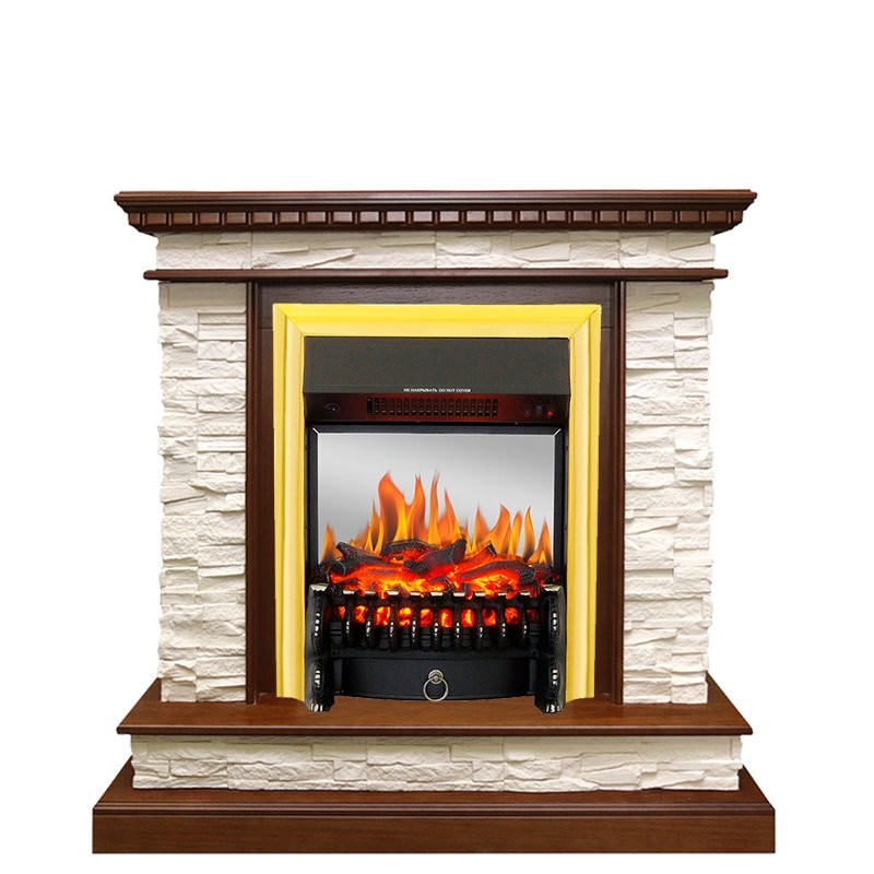 Каминокомплект Royal Flame Calgary - Дуб / Сланец белый с очагом Fobos FX M Brass