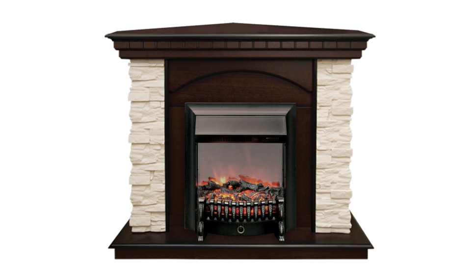 Камин Elford Corner AO с очагом Fobos Lux BL S