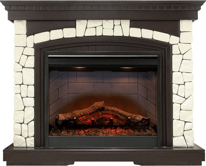 Каминокомплект Dimplex Glasgow - Темный дуб / Белый с очагом Symphony 26'' DF2608-INT