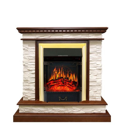 Каминокомплект Royal Flame Calgary - Дуб / Сланец белый с очагом Majestic FX Brass