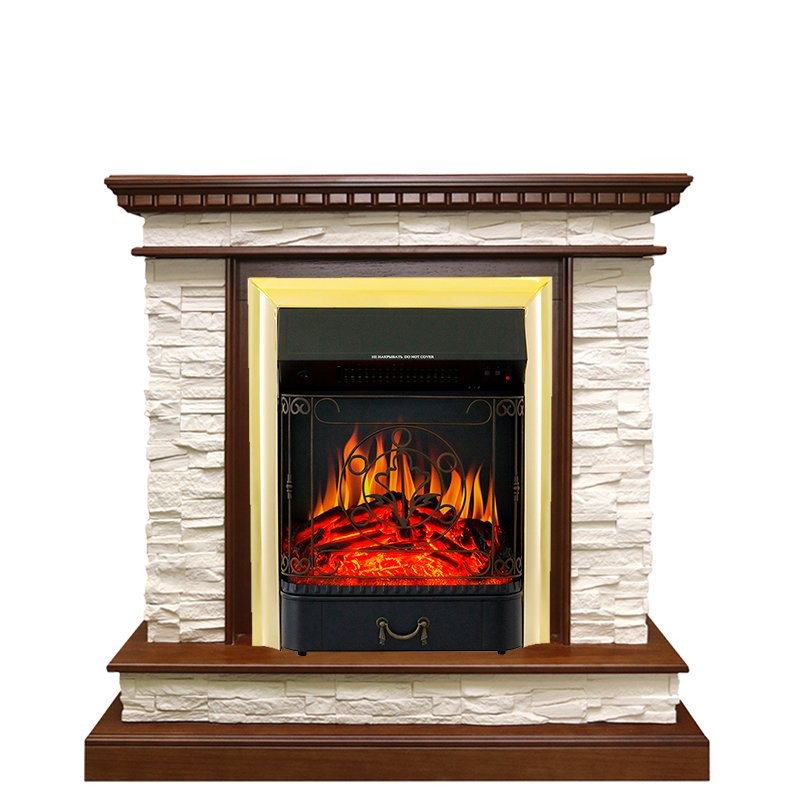 Каминокомплект Royal Flame Calgary - Дуб / Сланец белый с очагом Majestic FX Brass