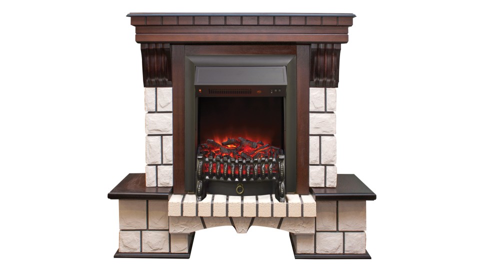 Камин Stone AO с очагом Fobos Lux BL S