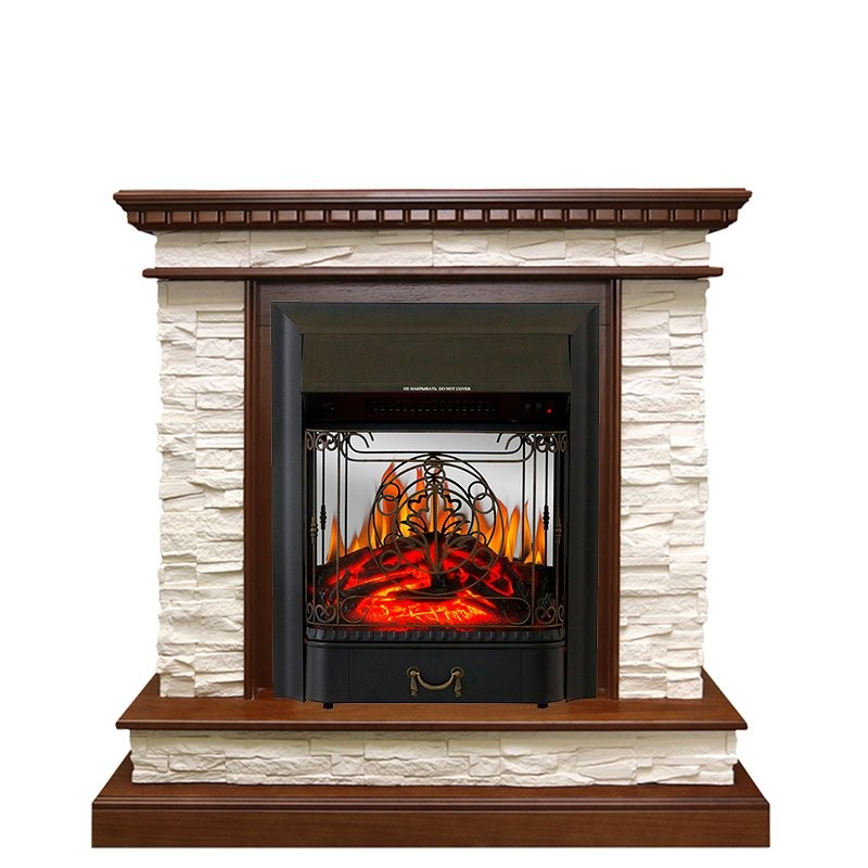 Каминокомплект Royal Flame Calgary - Дуб / Сланец белый с очагом Majestic FX M Black
