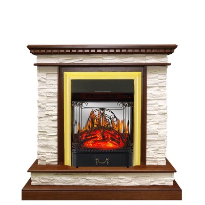 Каминокомплект Royal Flame Calgary - Дуб / Сланец белый с очагом Majestic FX M Brass