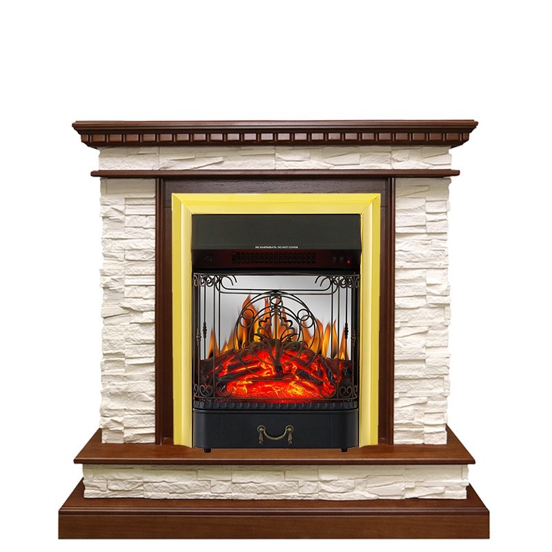 Каминокомплект Royal Flame Calgary - Дуб / Сланец белый с очагом Majestic FX M Brass