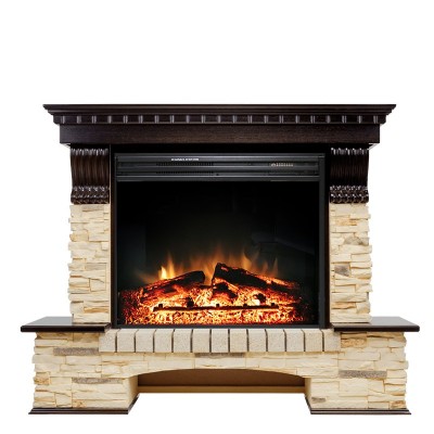 Каминокомплект Royal Flame Pierre Luxe угловой - Темный дуб / Сланец с очагом Jupiter FX New