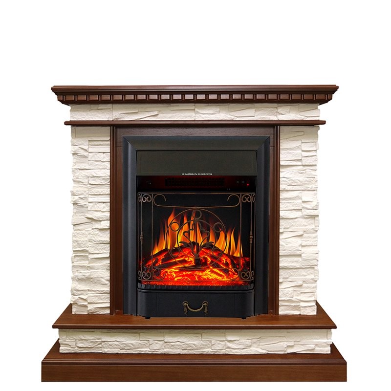 Каминокомплект Royal Flame Calgary - Дуб / Сланец белый с очагом Majestic FX Black