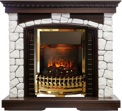 Каминокомплект Dimplex Glasgow - Темный дуб / Белый с очагом Atherton