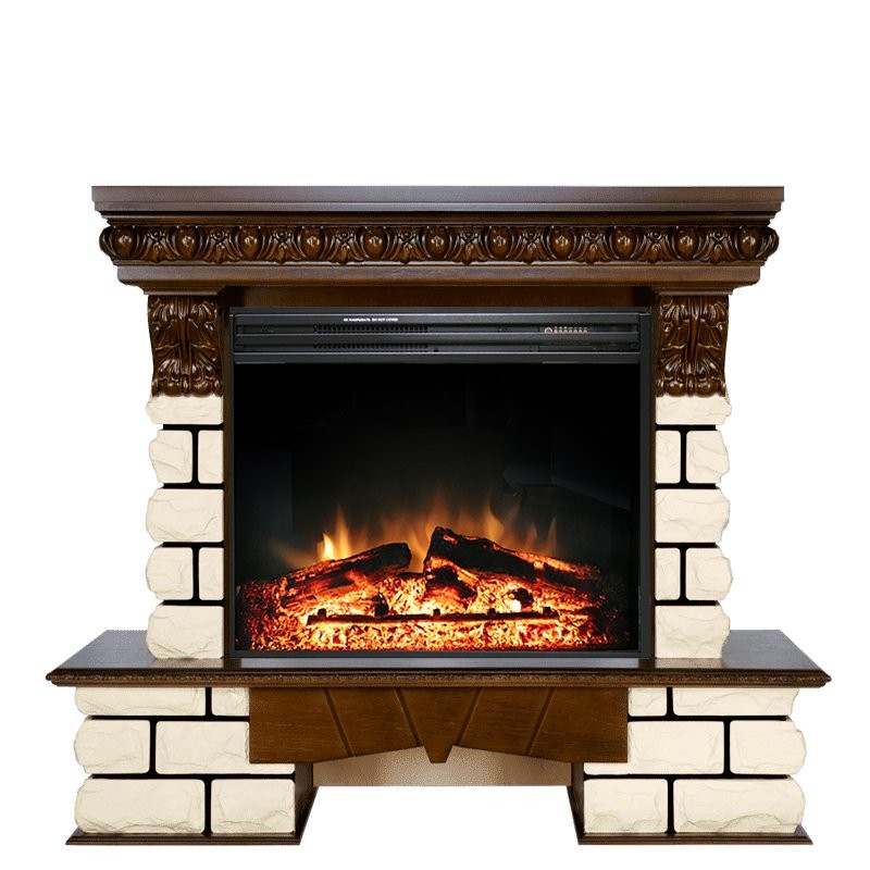 Каминокомплект Royal Flame Pierre Luxe LORD - Темный дуб / Белый с очагом Jupiter FX New