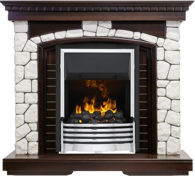 Каминокомплект Dimplex Glasgow - Темный дуб / Белый с очагом Flagstaff