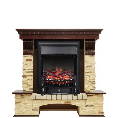 Каминокомплект Royal Flame Pierre Luxe - Темный дуб / Сланец с очагом Fobos FX Black