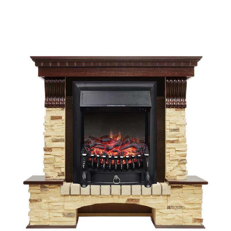 Каминокомплект Royal Flame Pierre Luxe - Темный дуб / Сланец с очагом Fobos FX Black