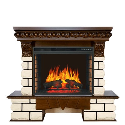 Каминокомплект Royal Flame Pierre Luxe LORD - Темный дуб / Белый с очагом Vision 28 EF LED FX