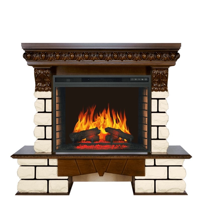 Каминокомплект Royal Flame Pierre Luxe LORD - Темный дуб / Белый с очагом Vision 28 EF LED FX