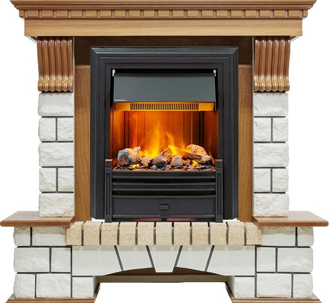 Каминокомплект Dimplex Pierre Luxe - Дуб / Белый с очагом Brookline Black