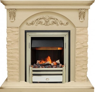 Каминокомплект Dimplex Bern Сланец крупный бежевый / Алебастр темная патина с очагом Cavendish