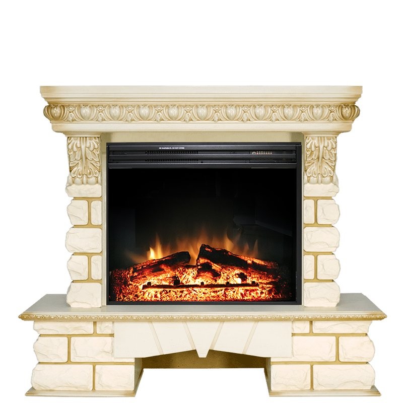 Каминокомплект Royal Flame Pierre Luxe LORD - Слоновая кость / Белый с очагом Jupiter FX New