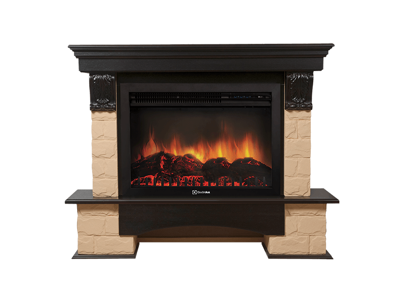 Каминокомплект Electrolux Forte 30S камень бежевый, шпон венге с панорамным очагом EFP/P-3320RLS