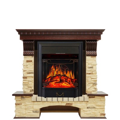 Каминокомплект Royal Flame Pierre Luxe - Темный дуб / Сланец с очагом Majestic FX Black