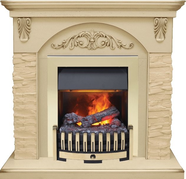 Каминокомплект Dimplex Bern Сланец крупный бежевый / Алебастр с очагом Danville Brass FB2