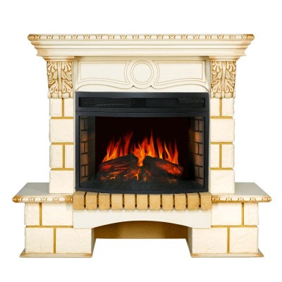 Каминокомплект Royal Flame Pierre Luxe - Шампань / Слонова кост с патиной очаг Dioramic 25 LED FX