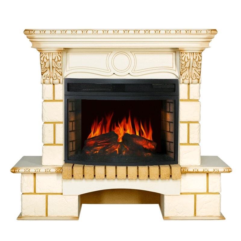 Каминокомплект Royal Flame Pierre Luxe - Шампань / Слонова кост с патиной очаг Dioramic 25 LED FX
