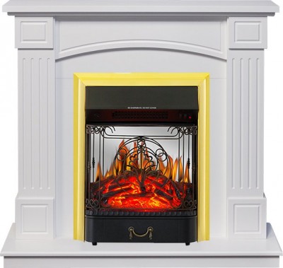 Каминокомплект Royal Flame Boston - Белый (Высота 925см) с очагом Majestic FX M Brass