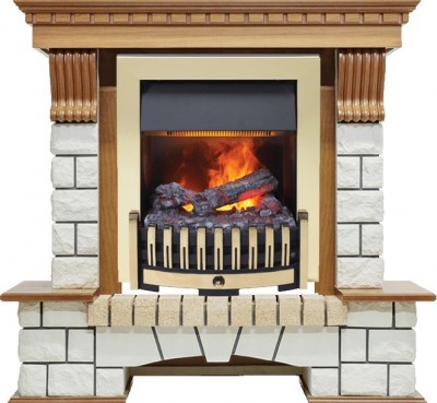 Каминокомплект Dimplex Pierre Luxe - Дуб / Белый с очагом Danville Brass FB2