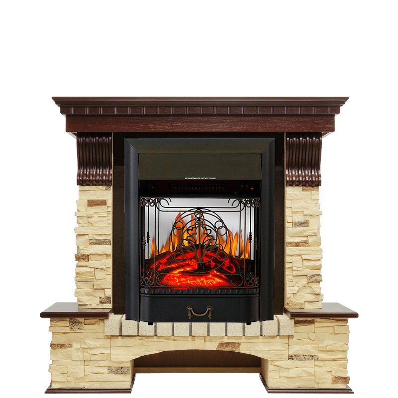 Каминокомплект Royal Flame Pierre Luxe - Темный дуб / Сланец с очагом Majestic FX M Black