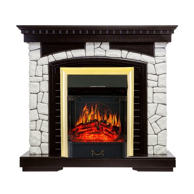 Каминокомплект Royal Flame Glasgow - Венге / Белый с очагом Majestic FX Brass