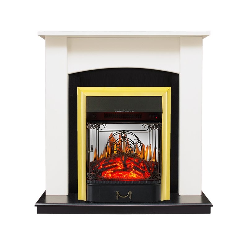 Каминокомплект Royal Flame Baltimore - Слоновая кость, черный с очагом Majestic FX M Brass