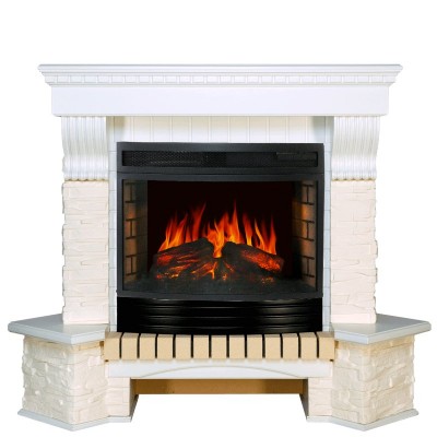 Каминокомплект Royal Flame Pierre Luxe угловой - Белый / Сланец белый с очагом Dioramic 25 LED FX