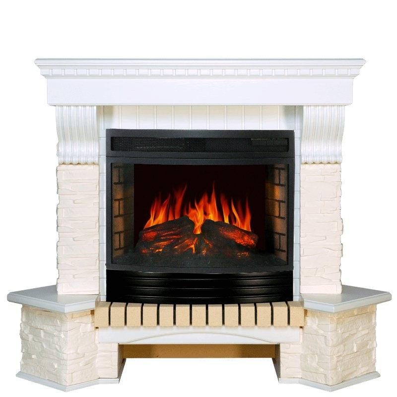 Каминокомплект Royal Flame Pierre Luxe угловой - Белый / Сланец белый с очагом Dioramic 25 LED FX