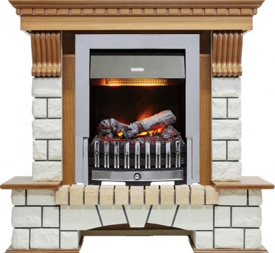 Каминокомплект Dimplex Pierre Luxe - Дуб / Белый с очагом Danville Chrome FB2