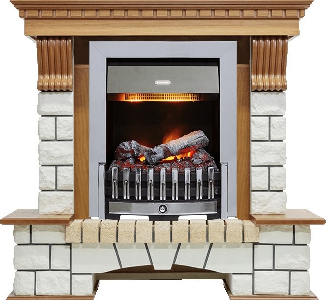 Каминокомплект Dimplex Pierre Luxe - Дуб / Белый с очагом Danville Chrome FB2