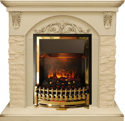 Каминокомплект Dimplex Bern Сланец крупный бежевый / Алебастр темная патина с очагом Atherton