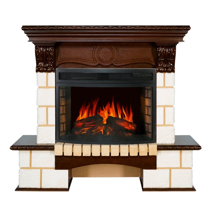 Каминокомплект Royal Flame Pierre Luxe - Шампань / Темный дуб с очагом Dioramic 25 LED FX