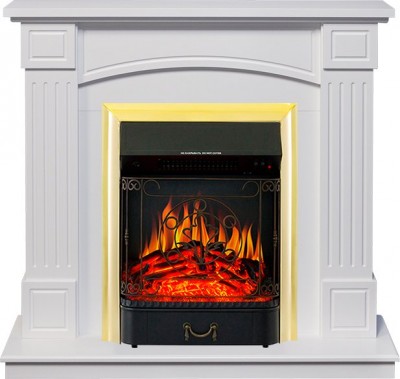 Каминокомплект Royal Flame Boston - Белый (Высота 925см) с очагом Majestic FX Brass