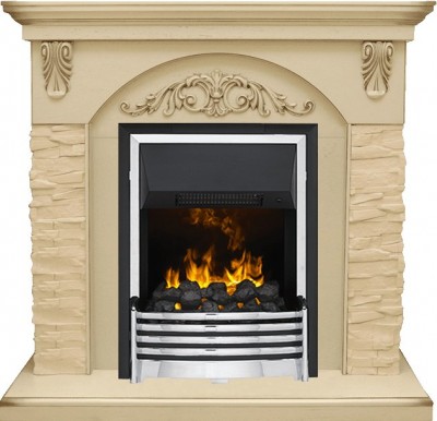 Каминокомплект Dimplex Bern Сланец крупный бежевый / Алебастр темная патина с очагом Flagstaff